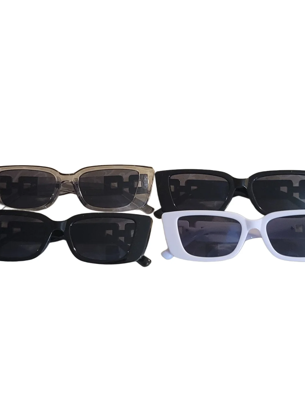 Women’s Bundle Of 4 Rectangle Sunglasses - Black, White, and Smoke Frames